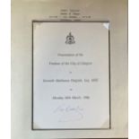 Kenny Dalglish signed Freedom of the City of Glasgow Ceremonial order programme also signed by
