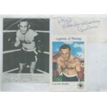 Boxing Carmen Basilio collection 3 signed items includes signed 6x4 Legends of Boxing Illustrated