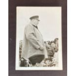 WW2 Winston Churchill ORIGINAL 3 x 2 inch b/w photo inspecting troops. Written on back Winston