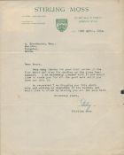 Motor Racing Stirling Moss TLS dated 12th April 1954 on headed paper in which he thanks a fan for