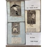 1928 England Wembley Wizards Alec James, Tommy Law and Hughie Gallacher signed on three cards with