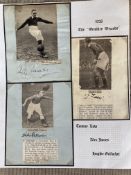 1928 England Wembley Wizards Alec James, Tommy Law and Hughie Gallacher signed on three cards with