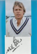 Cricket. Mike Proctor Signed Autograph Card With colour Photo Attached to Blue Card. Measures 8 x