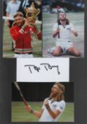 Tennis. Bjorn Borg Signed Autograph Card with Colour Photos Attached to A4 Black Card. Good