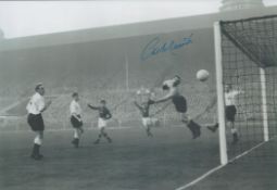 Football. Gil Merrick (Wales) Signed 12 x 8 inch Black and White Photo. Signed in blue ink. Good