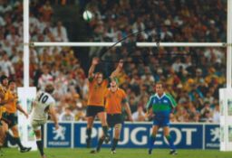 Rugby Union Jonny Wilkinson signed 12x8 inch colour photo pictured scoring the winning drop goal for