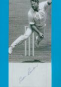 Cricket. Eddie Barlow Signed Autograph Card with Black and White Photo Attached to Blue Card.