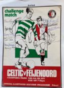 1971 Celtic v Feijenoord multiple signed football programme. Signed by 11 Celtic player and Lisbon