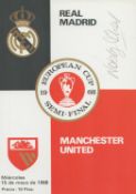 Football Nobby Stiles signed 6x4 inch Real Madrid v Manchester United 1968 European Cup Semi Final