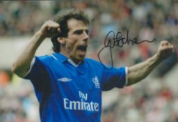 Football Gianfranco Zola signed 12x8 inch colour photo pictured while playing for Chelsea. Good