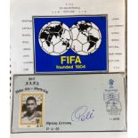 Pele signed 1989 under 16 World Cup opening cover. Set on A4 descriptive page with corner mounts.