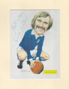 Football Mick Mills signed 15x12 inch overall mounted colour caricatures BY Rob Bond illustrated