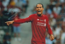 Football Virgil van Dijk signed 12x8 inch colour photo pictured while playing for Liverpool. Good