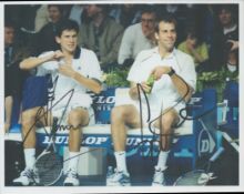 Tennis Tim Henman and Greg Rusedski signed 10x8 inch colour photo. Good condition. All autographs