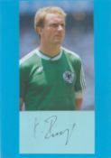 Football. Karl Heinz Rummenigge Signed Autograph Card with Colour Photo Attached to 8 x 6 inch