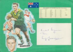 Rugby League Reg Gasnier 12x8 inch overall mounted signature piece includes signed album page and