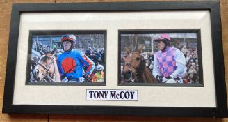 Tony McCoy horse racing legend signed photo display. 17 x 9 inch professionally framed signed colour