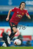 Football Edinson Cavani signed 12x8 inch colour photo pictured in action for Manchester United. Good