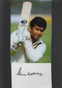 Cricket. Alvin Kallicharran Signed Signature Card with Glossy Photo Attached to Black Card. Measures