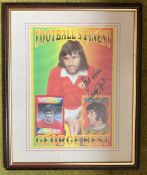 Football George Best PRINTED autograph on Football Finest Montage print framed and mounted to
