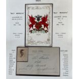 1913 Billy Meredith Man Utd and Wales Football signed postcard. Set on A4 descriptive page with
