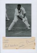 Cricket. Seymour Nurse Signed Signature Cutting with Black and White Photo Attached to White Card.