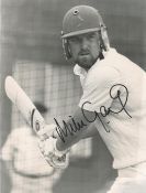 Cricket Mike Gatting signed 10x7 inch vintage black and white photo. Good condition. All