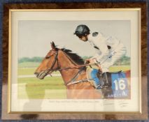 Horse Racing Oscar Urbina signed 11x9 inch colour photo pictured riding Soviet Song in 2003. Good