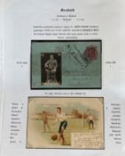 1902 Henrie Rennie football Scots goalkeeper signed postcard with photo inset. Set on A4 descriptive