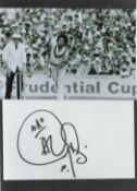 Cricket. Abdul Quadir Signed Autograph Card with Black and White Photo Attached to Black Card.