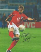 Football Teddy Sheringham signed 10x8 inch colour photo pictured in action for England. Good
