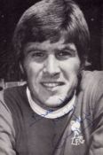 Emlyn Hughes (1947-2004), a signed and dedicated 6x4 photo, dated Oct 1974 to back. A footballer who
