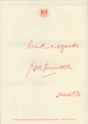 Neil Kinnock signature on A4 sheet of House of Lords notepaper. Good condition. All autographs are