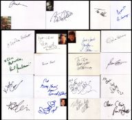 Entertainment collection of 20 signed white cards. Signatures such as Trevor Phillips, Jez Nelson,