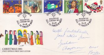 Graham Chapman, a Christmas 1981 FDC, signed with fantastically good wishes from Graham Chapman