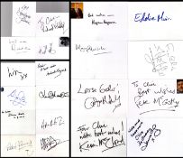Entertainment collection of 20 signed white cards. Signatures such as Ulrika Jonsson, Diane-Louise
