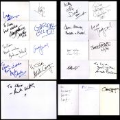 Entertainment collection of 20 signed white cards. Signatures such as Donal MacIntyre, Donald Mac