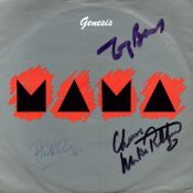 Genesis, a vinyl 7" single of Mama (1983). Signed to the front cover by Phil Collins, Tony Banks and