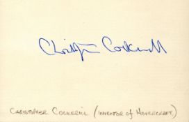 Christopher Cockerill - hovercraft inventor signed card. Good condition. All autographs are