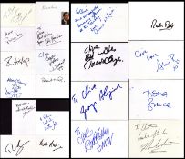 Entertainment collection of 20 signed white cards. Signatures such as Neil Fox, Robert Elms, Ian