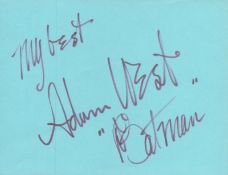 Adam West (Batman) signed album page. Good condition. All autographs are genuine hand signed and