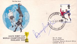 Bobby Moore, a signed World Cup FDC, postmarked 1 June 1966. Footballer and iconic captain of