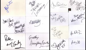Entertainment collection of 20 signed white cards. Signatures such as Andrew Lyle, Adam Hart-