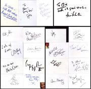 Entertainment collection of 20 signed white cards. Signatures such as Jenni Murray, Nina Myskow,