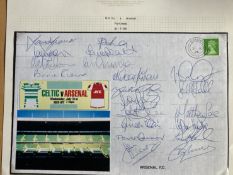 1996, 20 Arsenal football squad signed cover for the Celtic Match 31/7/96. Includes Lukic, Dickov,