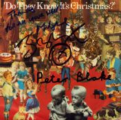 Peter Blake, Bob Geldorf and Midge Ure, a vinyl 7" single of Do They Know It's Christmas? Signed