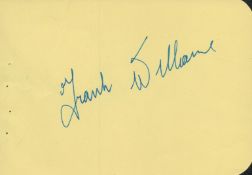 Frank Williams (Dad's Army) signed album page. Good condition. All autographs are genuine hand