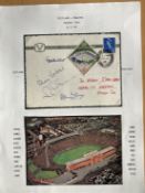 1968 4 England football legends signed postcard for match v Scotland. Signed by Gordon West, Brian