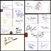 Entertainment collection of 20 signed white cards. Signatures such as Liz Barker, Jeremy Beadle,