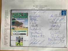 1995, 19 Newcastle football squad signed cover for the Celtic Match for New Stand Celebrations.